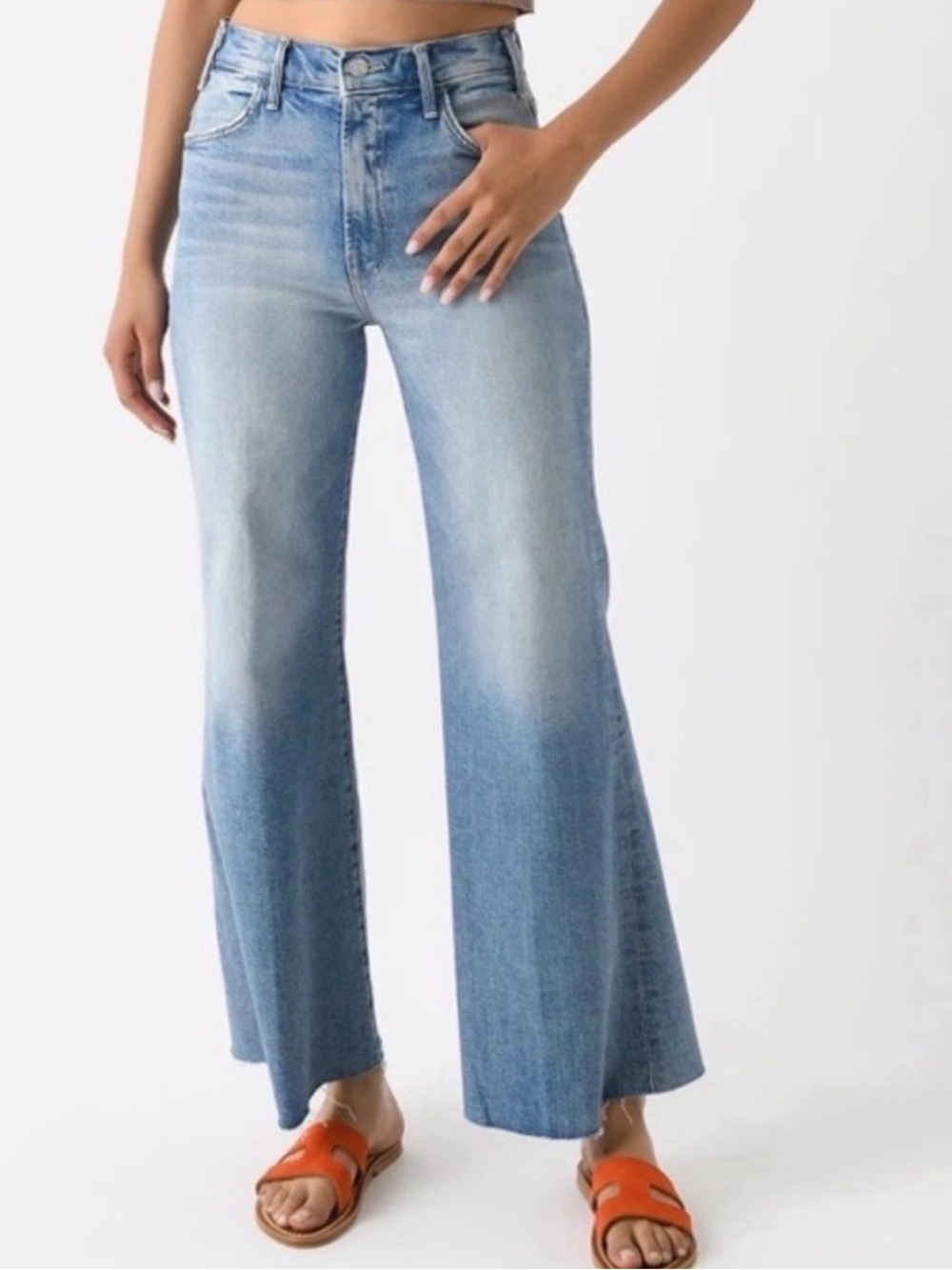 MOTHER The Lil' Hustler Roller Fray Jeans I Confess Flare Hem Size 30